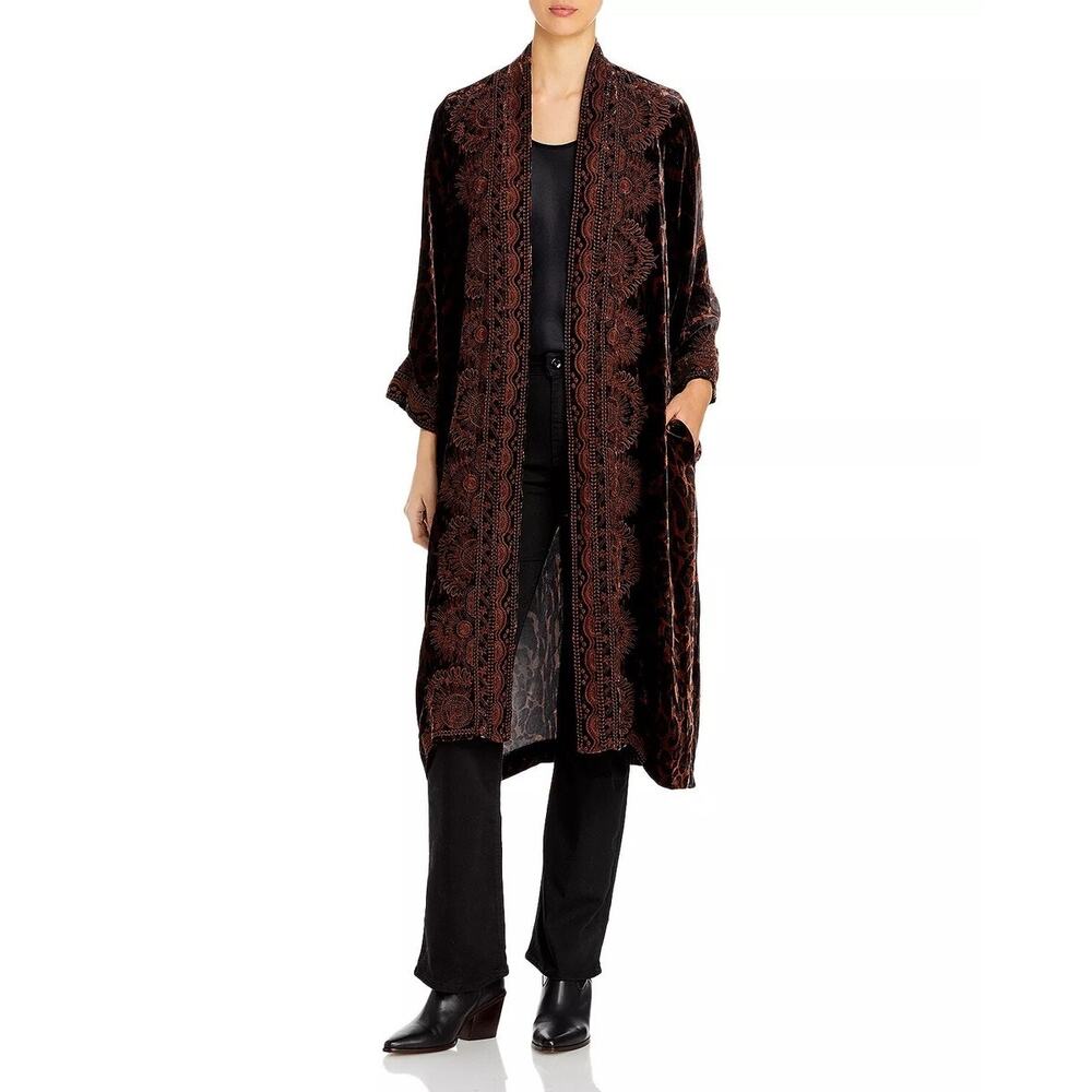 Johnny Was Maude Velvet Kimono Coat Embroidered XL Extra Large